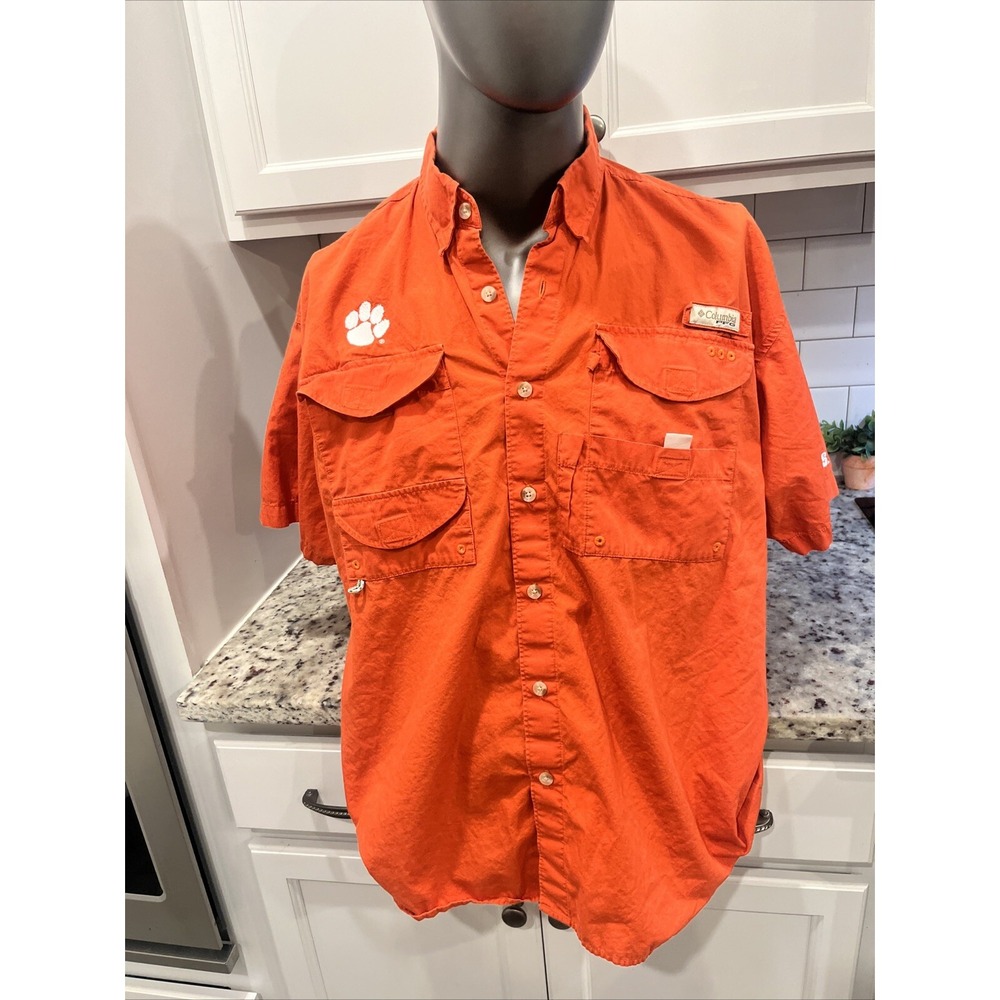 Columbia PFG Clemson Tigers Men's‎ Medium Button Up Vented Shirt Pockets (M)